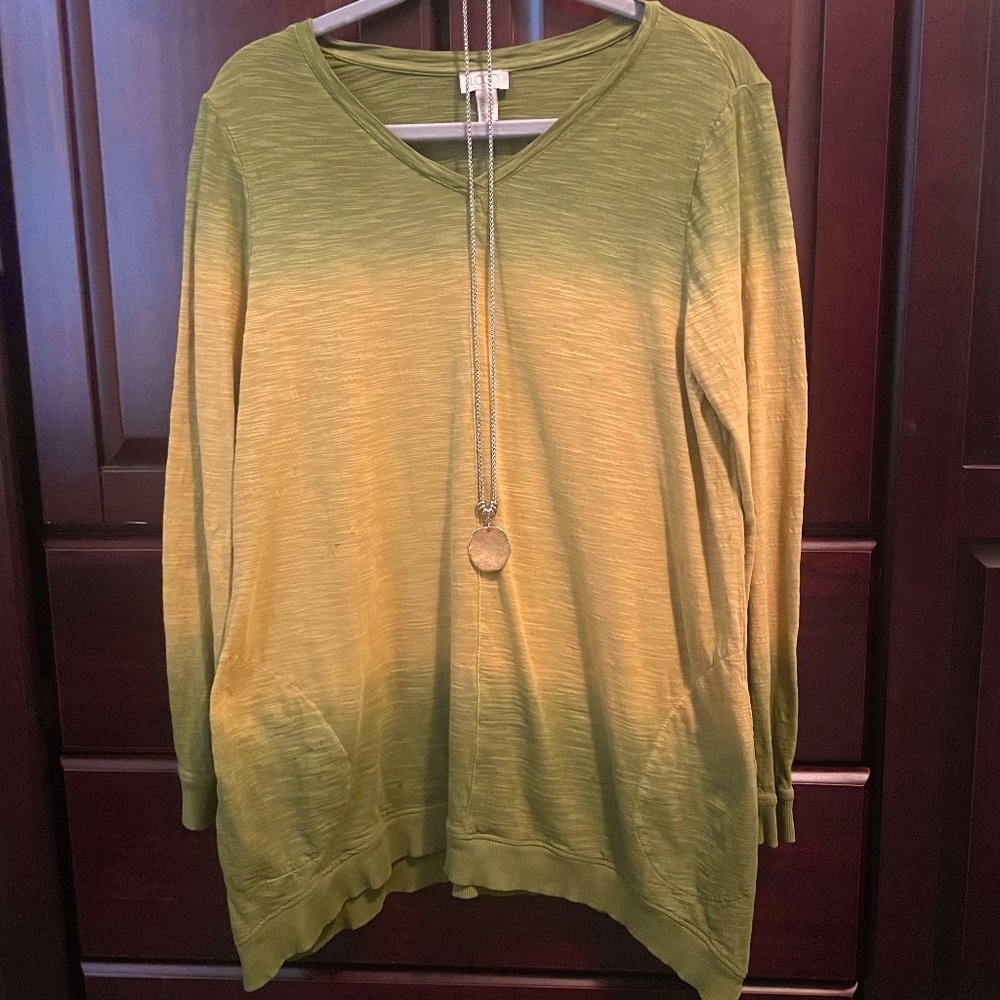 LOGO by Lori Goldstein Hand Tie Dye Long Sleeve Cotton Top